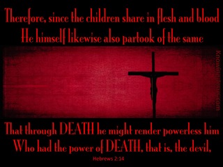 Hebrews 2:14 Through Death He Defeated Death (red)